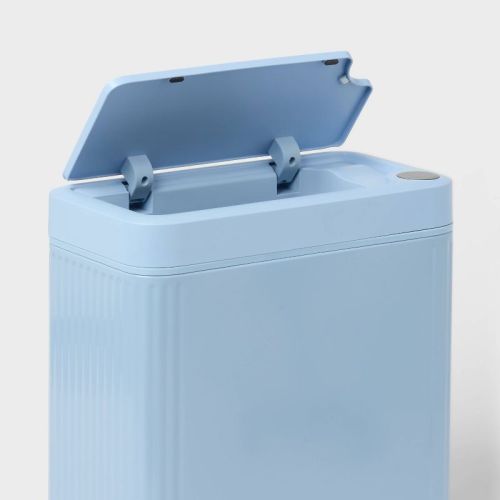 10L Slim Ribbing Stainless Steel Motion Sensor Can Blue - Brightroom™