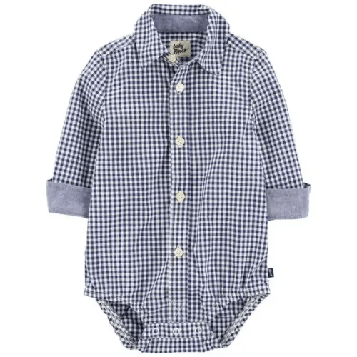 Baby Boy Gingham Print Button-Front Bodysuit - OshKosh B'gosh | Carter's