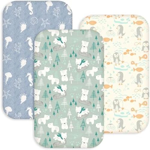 3 Pack Bedside Bassinet Sheets Girl & Boy 33" x 20" Rectangle