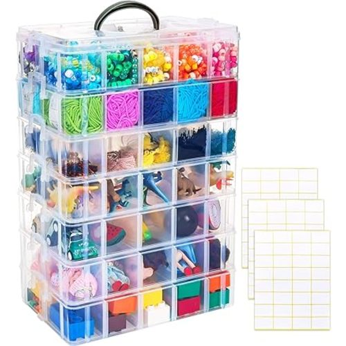 Bead Organizer 7 Tier 70 grid Stackable Craft Tackle Storage Container