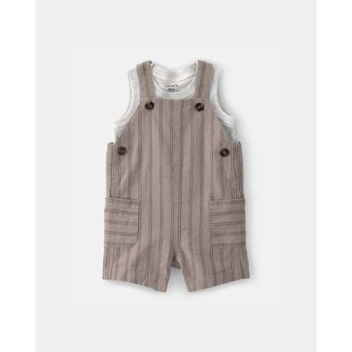 Baby Boy 2-Piece Striped Overall Set - Brown | Carter's