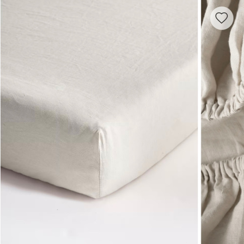 European Linen Fitted Crib Sheet in Sand