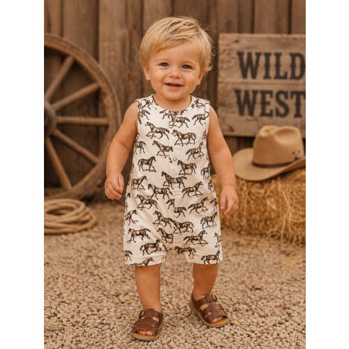 Western Cowboy Wild Mustang Bamboo Baby Romper | Soft & Breathable – SpearmintLOVE