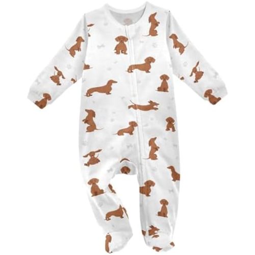 vvfelixl Exercises Doberman Dog Baby Sleepers For Girl Boys Newborn Baby Play One-Piece Footies For 0-24 Months White