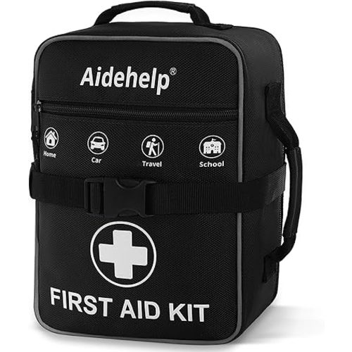 520 Pieces Premium First Aid Kit - Large Emergency Medical Kit for Survival, Car, Home, Travel, Camping, Backpack, Hiking, School (Black)