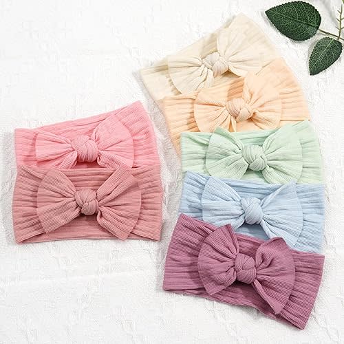 CÉLLOT 20 Colors Super Stretchy Soft Knot Baby Girl Headbands with Hair Bows Nylon Head Wrap For Newborn Baby Girls Infants Toddlers Kids