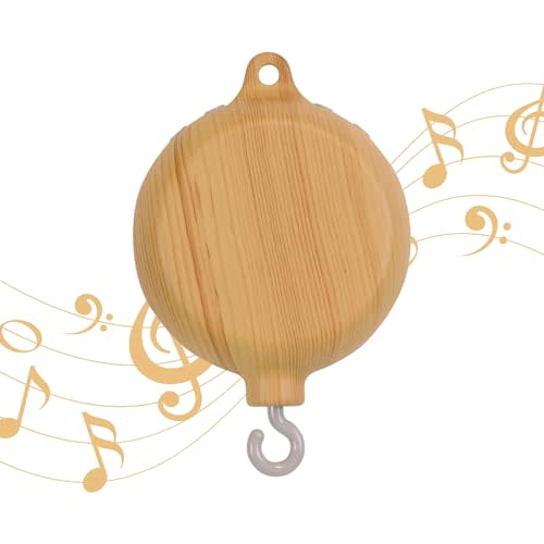 Crib Mobile Motor with Music Box, Baby Mobile for Crib with 12 Classic Lullabies & Rotating Function, Wooden Design Crib Mobile with Music
