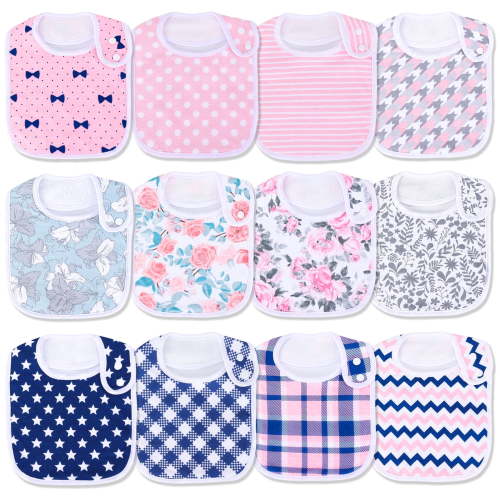Benoxine Unisex Baby Bibs â€“ 12-Piece Set for Newborns to Toddlers (0-36 Months) | Soft, Absorbent, Adjustable Snap