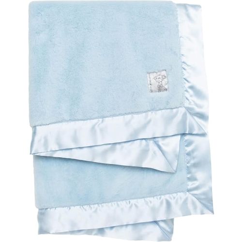 Little Giraffe Posh Mink Baby Blanket - Double-Sided Ultra Soft Plush Fabric, for New Moms, Newborn Must-Have for Boys, Cozy & Cuddly Comfort Blanket, 29" x 35", Blue