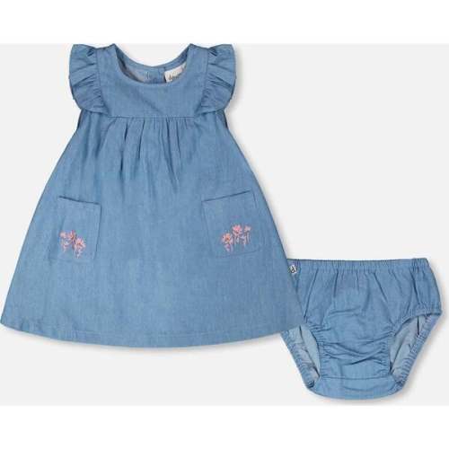 Chambray Dress And Bloomer Set, Light Blue Denim - Deux par Deux | Maisonette