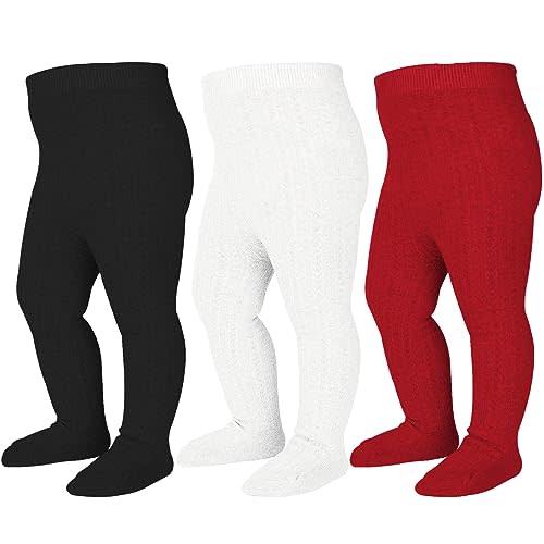 Mini angel Baby Tights Cable Knit Tights Baby Leggings Seamless Cotton Stockings Pantyhose 3/4 Pack for Infants Toddlers 0-5T