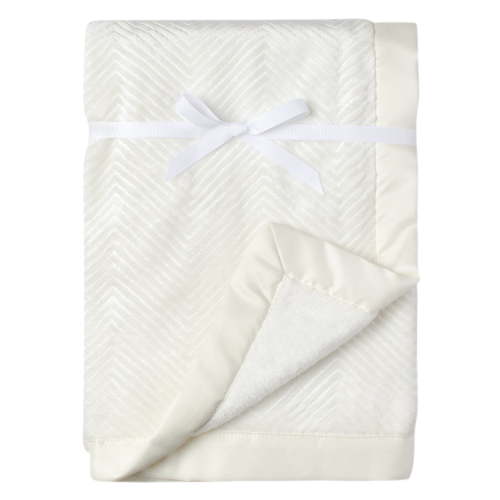 Modern Moments by Gerber Baby & Toddler Boy or Girl Unisex Herringbone Plush Blanket with Satin Trim, Ivory