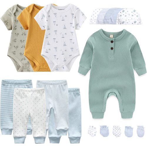 JELYLOVE Unisex Baby boy girls' clothes & Accessories Newborn Outfits Gift Set - 18 Pieces Layette Set - Fit 0-3-6 Months