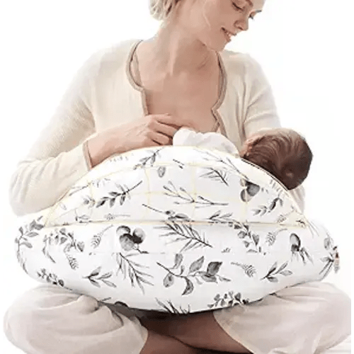 Momcozy Innovative Safety Guard Nursing Pillow for Breastfeeding- Wider Feeding Pillows for More Support for Mom & Baby- Easier Nursing & Hand Free- Fit for All, Removable Cotton Cover