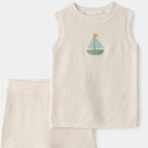 Baby 2-Piece Sailboat Crochet Top & Short Set - Cream | Carter's