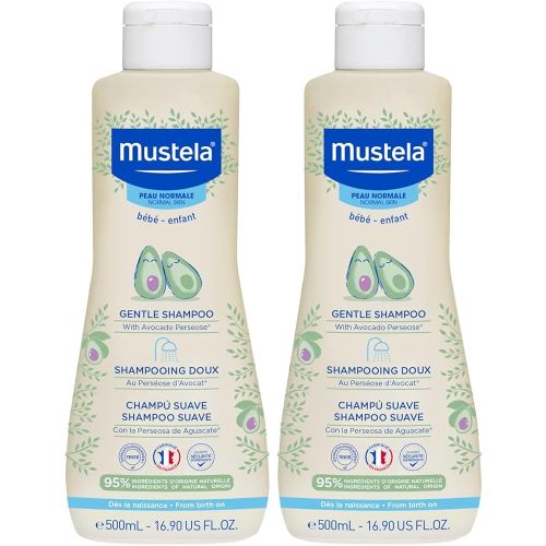 Mustela Baby Gentle Shampoo with Natural Avocado - Hair Care for Kids of all Ages & Hair Types - Tear-Free & Biodegradable Formula - Various Sizes - 1 or 2-Pack