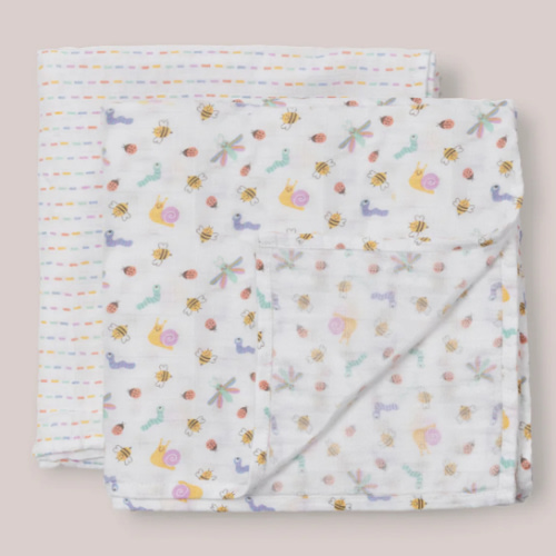2-Pack Square Swaddle Blanket Set - Love Bug