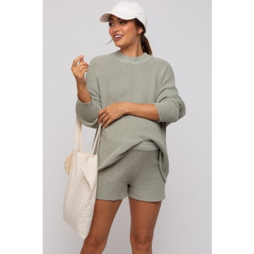 Sage Sweater and Short Maternity Set – PinkBlush