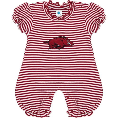 Creative Knitwear College Baby Striped Puff Sleeve Romper - Team Logo, Many Colors, for Girls (Newborn-12 Months)