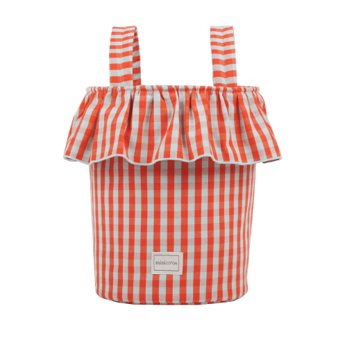 Basket Vichy - Coral + Aqua · Minicoton