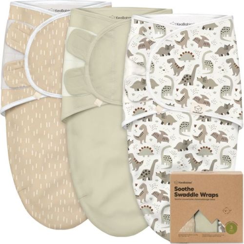 KeaBabies 3pk Soothe Baby Swaddle Wrap 0-6 Months, Organic Baby Swaddle Sleep Sacks, Newborn, Infant Swaddle Sack (Dino Ridge)