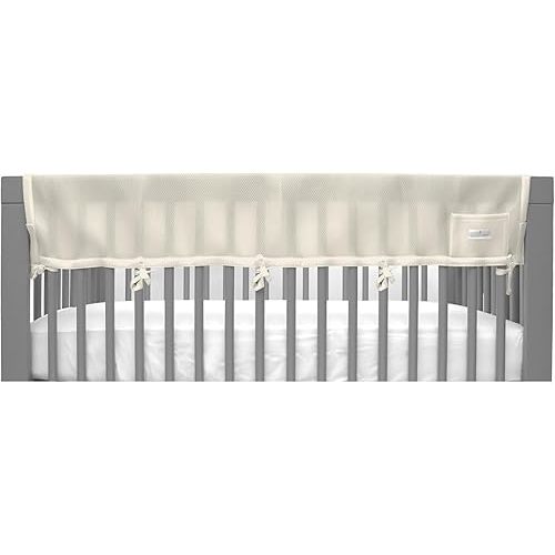 BreathableBaby Breathable Mesh RailGuard Teething Cover — 51” Long Panel (1) — Fits Most Full-Size and Does Not Fit Mini Cribs — Use with Coordinating Short Panels - Ecru
