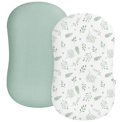 Muslin Baby Lounger Cover 2 Pack, Soft Breathable Newborn Lounger Pillow Cover for Boys Girls Infant