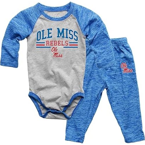 Wes and Willy Baby College Sports Fan Long Sleeve One Piece and Pant Set