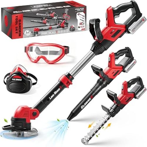 Kids Tool Set, 3-in-1 Toy Leaf Blower, Weed Wacker & Hedge Trimmer | Toddler Garden Tool Set with Sounds Lights, Outdoor Yard Play Tools for Boys, Christmas Birthday Gifts for Ages 3 4 5 6 7 8+