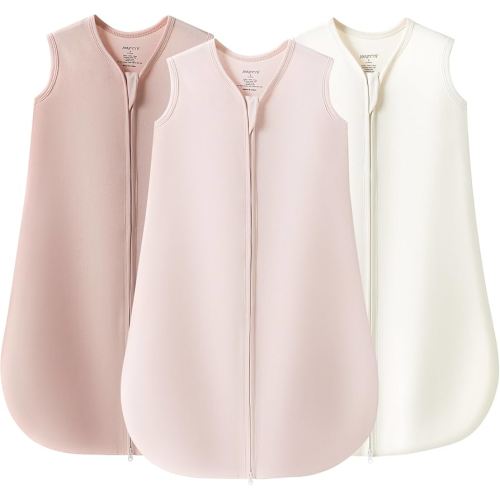 JELLYMONI Baby Sleep Sack 0-6 Months 100% Cotton Wearable Blanket, 0.5 TOG Soft Lightweight Toddler Sleeping Sack 3 Pack 2-Way Zipper Newborn Sleep Sacks
