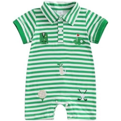 BHMAWSRT Baby Boy Golf Outfit ShortSleeve One-Piece Polo Shirt Jumpsuit Newborn Boy Summer Clothes