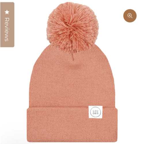 Beanie with Pom - Salmon Pink
