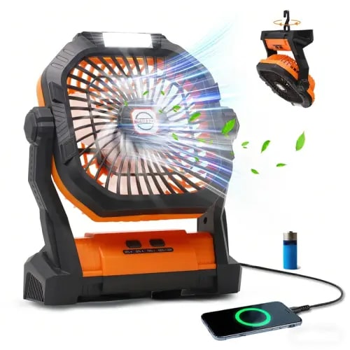 Portable Camping Fan, Rechargeable Battery Powered Fan With Led Lantern, Small Table Fan Usb Battery Operated Fans For Travel Bedroom Home Camping Tent Office Beach Desk Picnic Barbecue Fishing | Wayfair