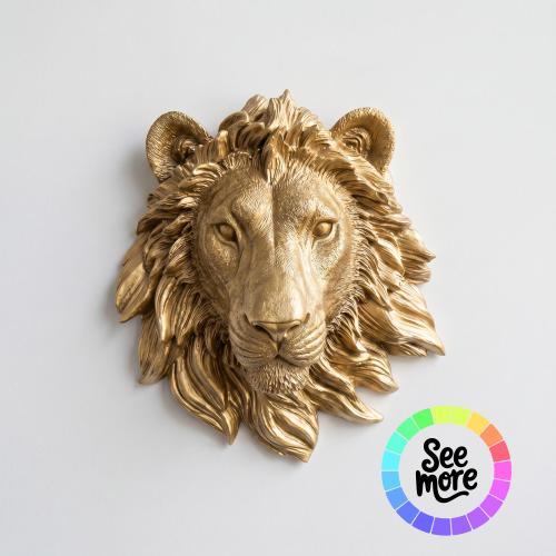 Mini Faux Lion Head Wall Mount - Nursery or Gallery Wall Animal Decor (Bronze)