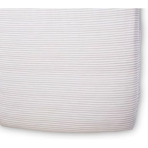 Pehr Striped Crib Sheet, Stripes Away Petal | Breathable Brushed Organic Cotton for Soft Sleep | Snug Fit | Giftable Reusable Fabric Bag Packaging | Standard Crib Mattresses up to 52”L x 28”W x 8”H
