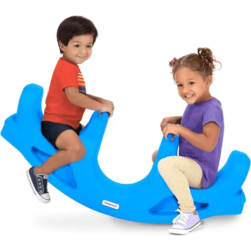Simplay3 Rock and Roll Teeter Totter Seesaw - Rocking Fun for Two Toddlers or Kids Ages 18 Months to 5 Yrs- Sapphire, Made in USA
