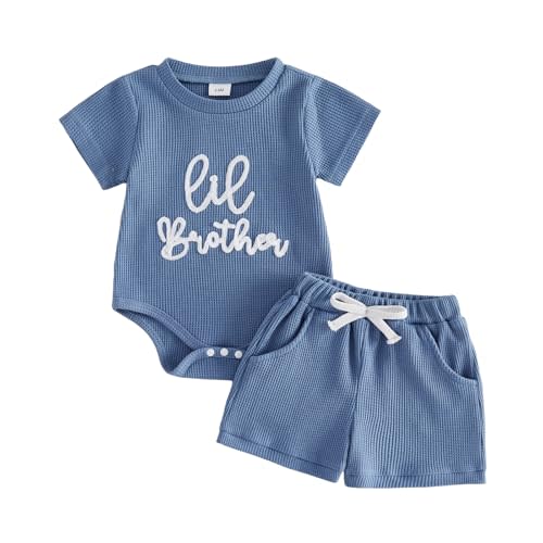 Ayalinggo Big Brother Little Brother Matching Outfits Short Sleeve Waffle T-shirt Top Shorts Set Big Lil Bro Sibling Clothes