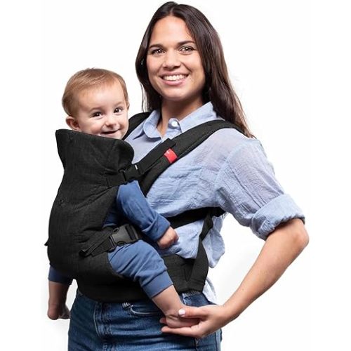 YOU+ME 4-in-1 Baby Carrier Newborn to Toddler 8-32 lbs - All-Position, Hip-Healthy Newborn Carrier, Adjustable Baby Carriers with Breathable 3D Mesh Panels & 2-in-1 Snap-On Bib (Black)