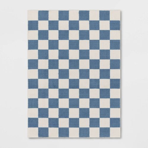 Area Kids' Rug Checker Blue - Pillowfort™