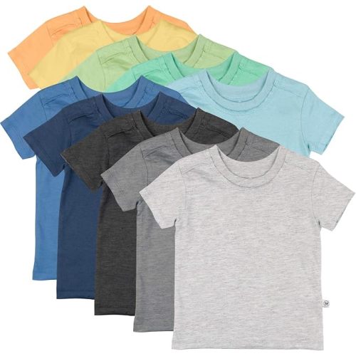 HonestBaby Baby Toddler & Kids' 100% Organic Cotton Short Sleeve T-Shirts (10-Pack)