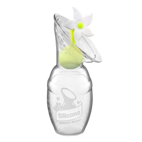 Haakaa Breast Pump without Suction Base and White Flower Stopper - 4oz: Manual Silicone Single Pump, Includes Breastshields