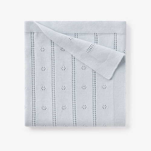 Pale Blue Pointelle Knit Baby Blanket – Elegant Baby