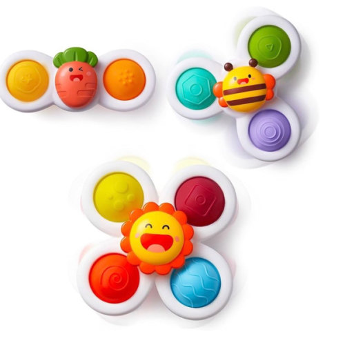 LiKee Strong Suction Cup Fidget Rotating Sensory Bath Toys for Baby