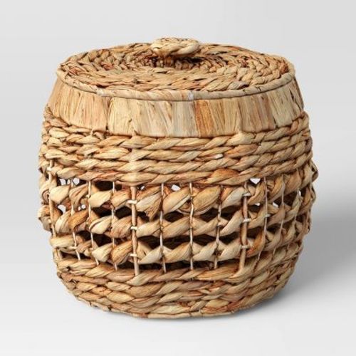 Round Water Hyacinth Basket with Lid - Threshold™