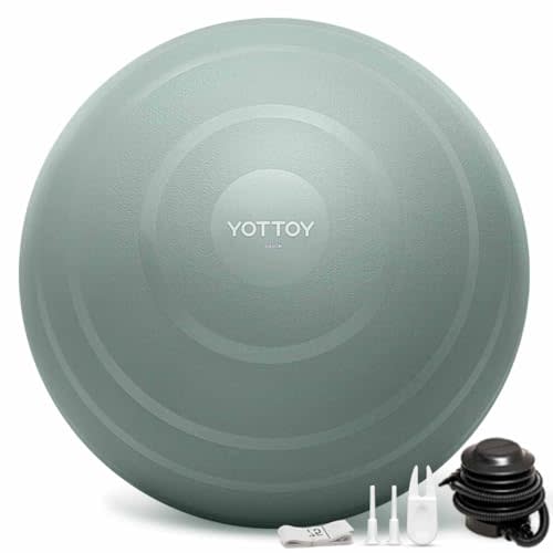 YOTTOY Anti-Burst Exercise Ball for Working Out, Yoga & Pregnancy, Extra Thick Workout Ball for Physical Therapy & Fitness