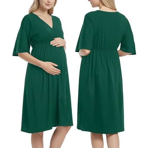 NY Threads Labor and Delivery Gown, 3 in 1 Maternity Dress for Women, Hospital Gown for Post Partum, Nursing Nightgown