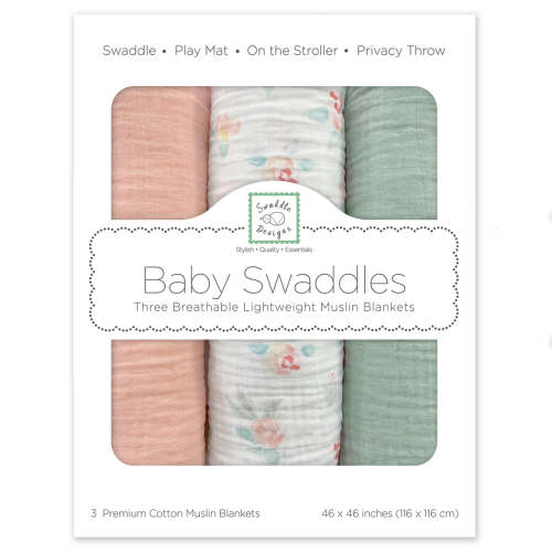 Muslin Swaddle Blankets - Set of 3 - Spring Morning - featuring Peachy – SwaddleDesigns