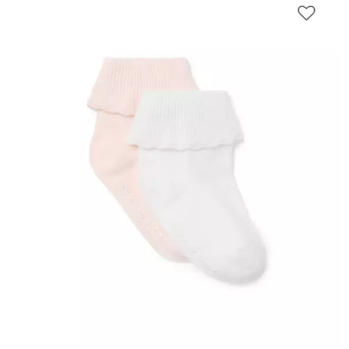 Baby Pearl Pink And Jet Ivory Baby Scalloped Sock 2-Pack by Janie and Jack