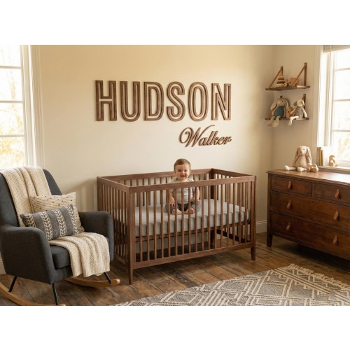 Custom Wooden Baby Name Sign for Nursery, Personalized Wood Cut-Out Name, Wall Decor Above Crib