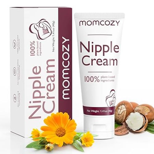 Momcozy Nipple Cream Safe for Breastfeeding, No Wipe Off Lanolin-Free Nipple Balm, Soothing Cream, Breastfeeding Essentials for Nursing & Pumping Moms, 1.41 oz